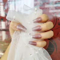 nail art purple shiny short t fake nails ballet matte press on false nail tips tools for manicure accessories l15