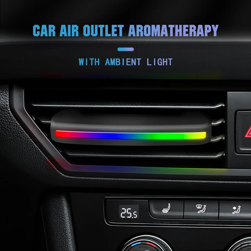 

Mini LED Car Smell Air Freshener Conditioning Alloy Auto Vent Outlet Perfume Clip Fresh Aromatherapy with Car Decoration Light