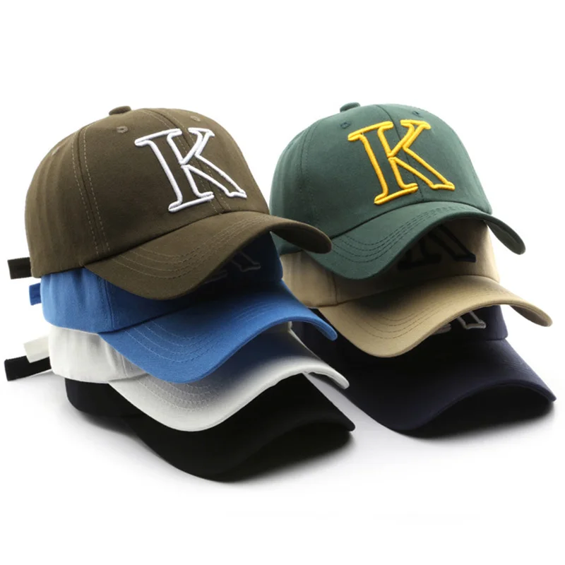 Women fashion baseball cap embroidered letter K soft top duck tongue Hat men Street  spring  autumn brown versatile casual cap