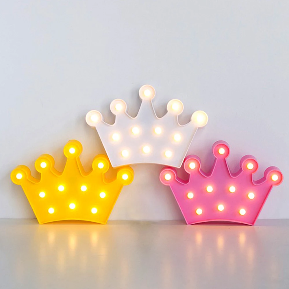 

Настольные лампы в форме короны, 3 В постоянного тока, светодиодный креативный декоративный подарок на день рождения, мультяшный ночник, атм...