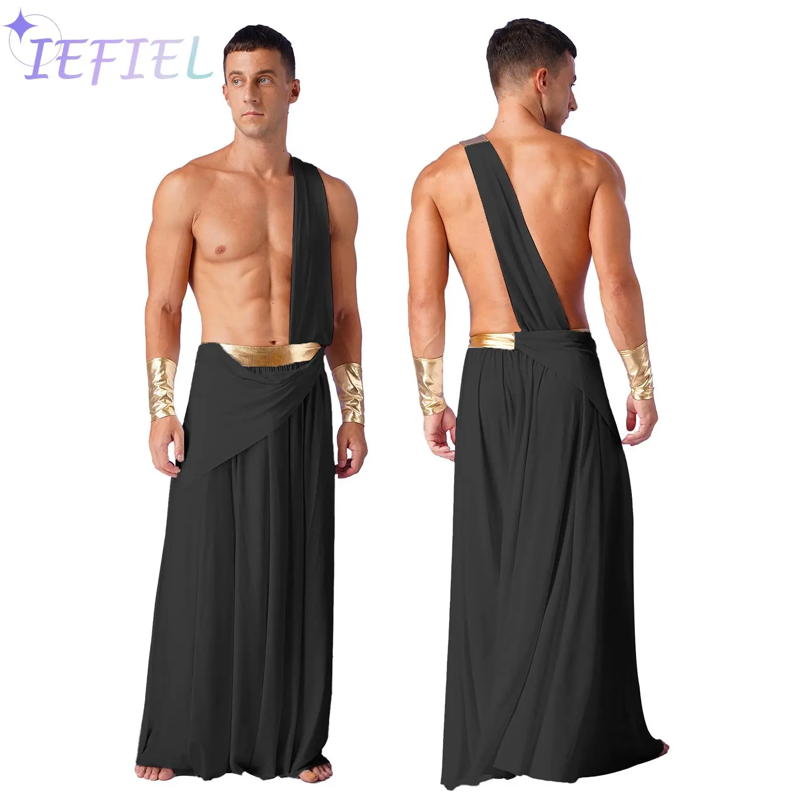 

Mens Ancient Greek Roman Gladiator Prince Role Play Long Toga Robe Skirt Warrior Costumes Halloween Cosplay Theme Party
