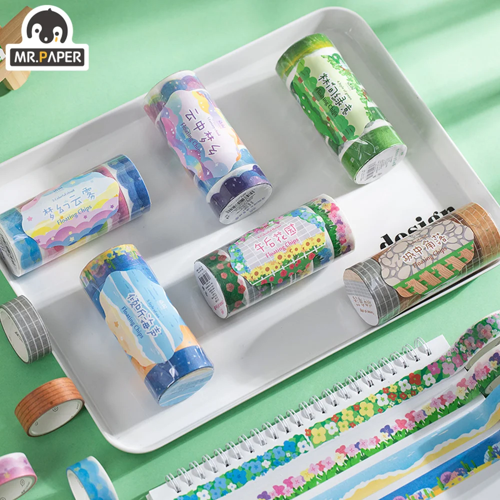 

Mr.paper 6 Designs 6roll/set Washi Tape Cute Decorative DIY Hand Account Scrapbooking Sticker Label School Supplie