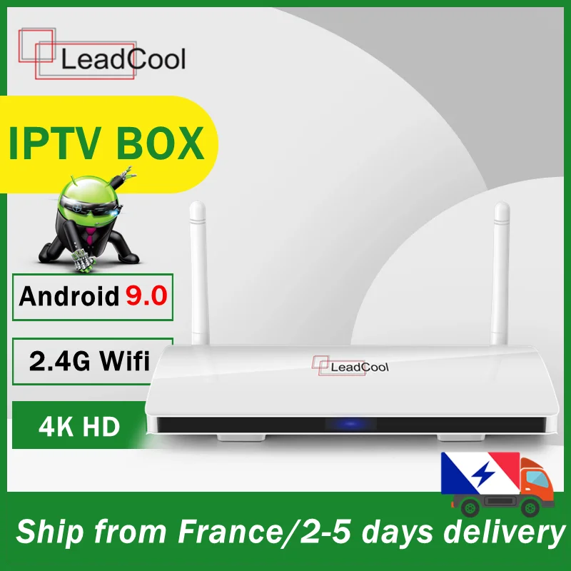 Leadcool Android 9 0 IPTV Box Доставка из Франции Amlogic S905W 2 4 ГГц Wifi 1080P медиаплеер 4K Smart Set Top |