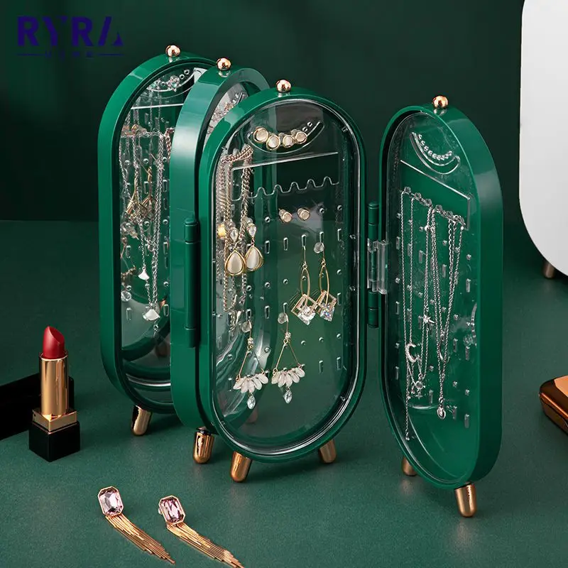 

Transparent Jewelry Box Foldable Jewelry Storage Box For Household High Capacity Luxury Retro Earrings Necklace Display Stand
