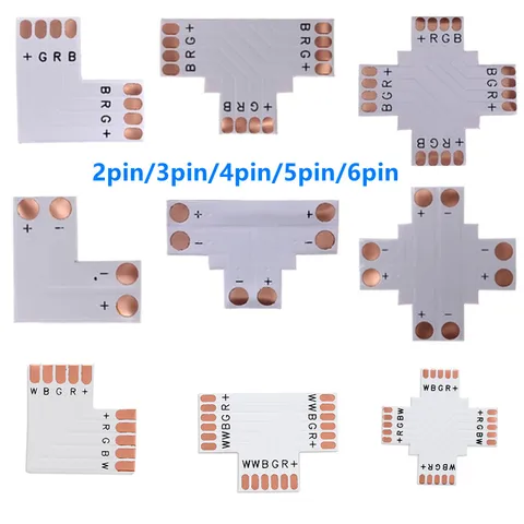 Светодиодные коннекторы 2835, 2812, 5050, RGBW, RGBCCT, 2Pin, 3Pin, 4Pin, 5pin, 6pin, 8 мм, 10 мм, 12 мм