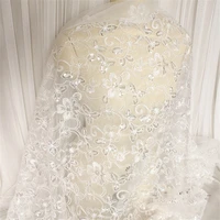 fashion ivory lace sequins 130cm shinning sparkle wedding lace fabric accessories dress lace fabric worldwide shipping l304