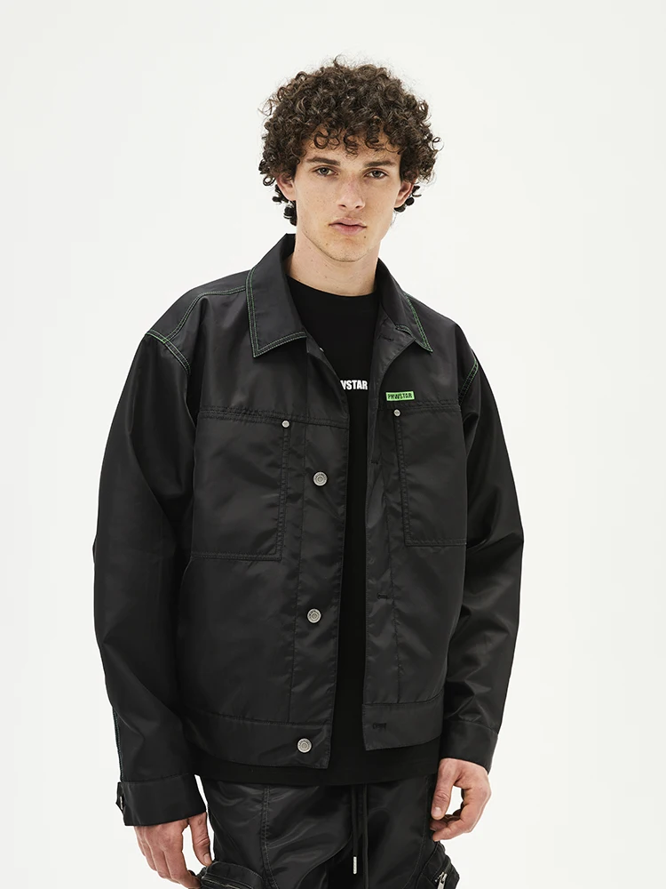 PMW New Nylon Jacket for Men Black High Street Fashion Trend Outerwear Youth Populari Spring Autumn Winter Regular Fit Oute... |