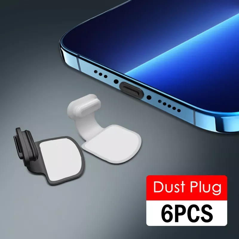 

6/4/3Pcs Soft Silicone Dust Plug For Apple iPhone IOS Charging Port USB Type-C Interface Loss-proof Dustplugs Dustproof Cover