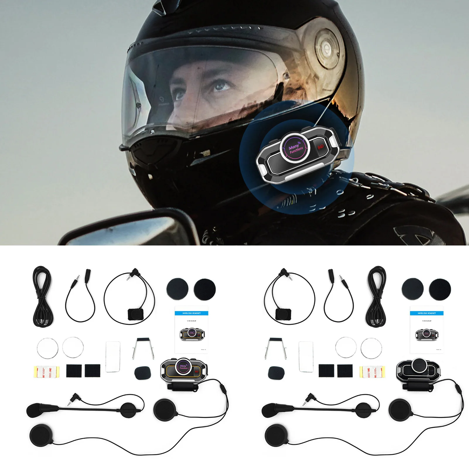 

Helmets Wireless Headset Motorcycle Wireless Headset Waterproof Louder Helmets Headset Speakers 5.0 Hand Free FM Radio Easy