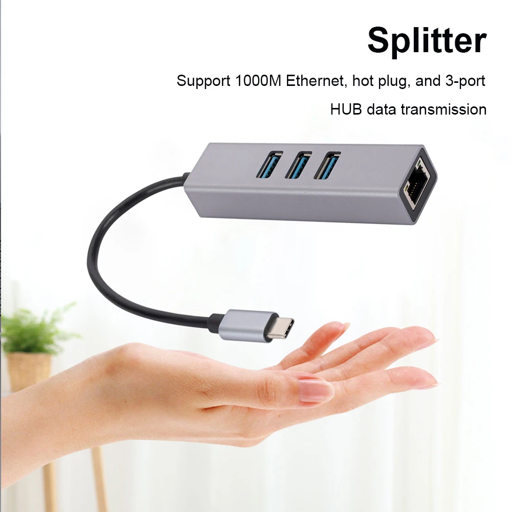 

Адаптер Ethernet с 3 портами USB на Rj45 Lan, сетевая карта, высокоскоростной USB3.0, сплиттер 1000 Мбит/с для ПК, Windows, ноутбука