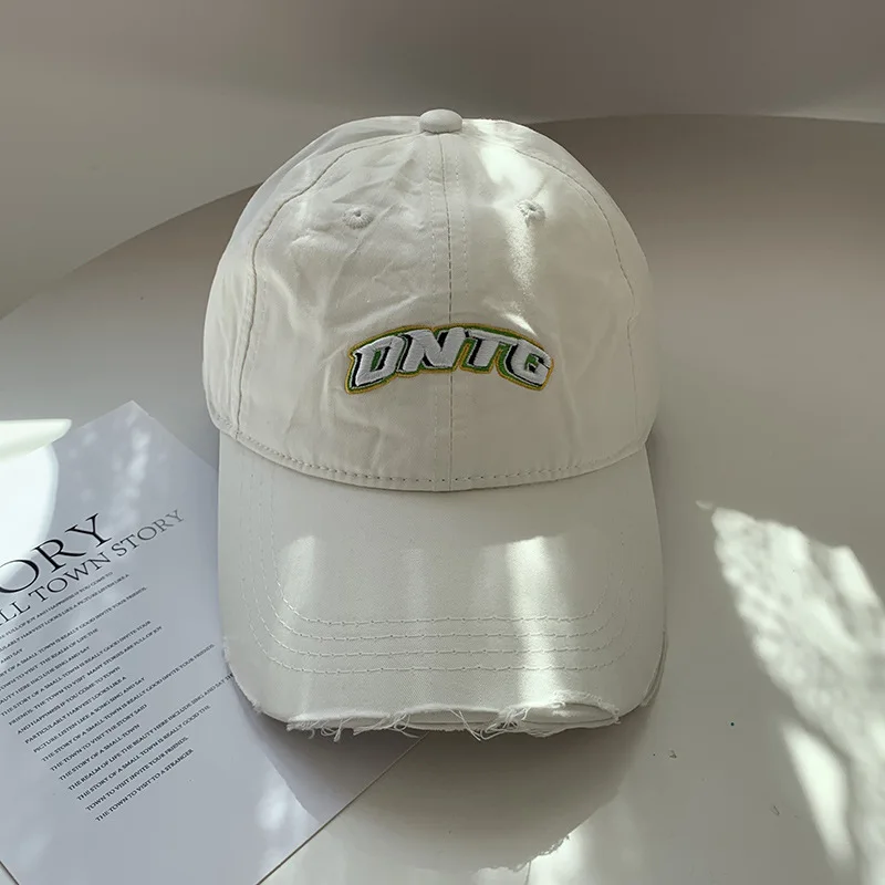 Женская бейсболка из чистого хлопка с вышивкой и надписью тонкая изношенная