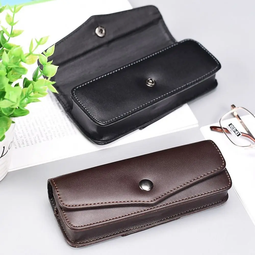 

Hung On the Belt Middle Aged and Elderly People PU Leather Eyeglass Box Sunglasses Case Waistpack Glasses Box Spectacle Case