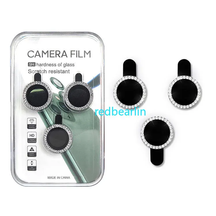 100pcs Diamond Metal Camera Protector for IPhone 14 12 13 Mini Camera Protector Back Camere Len Protection Glass with retail box