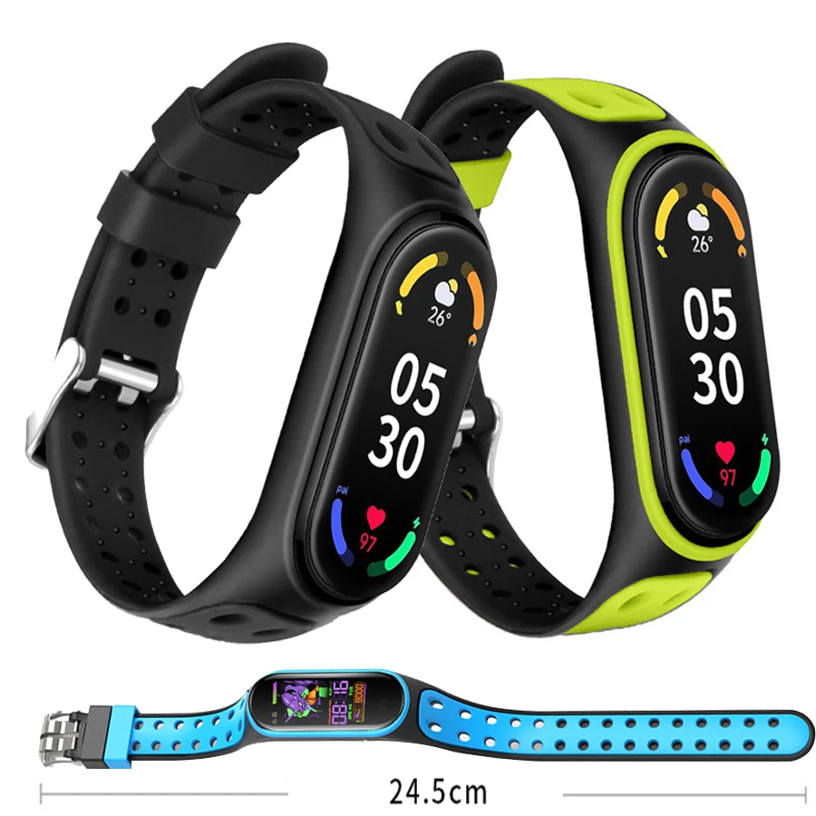 Mi Band 3 4 5 6 7 Cinturino Smartwatch Sostituzione Cinturino Sportivo In Silicone Doppia Fibbia Correa Per Xiaomi Mi Band 3 4 5 Bracciale