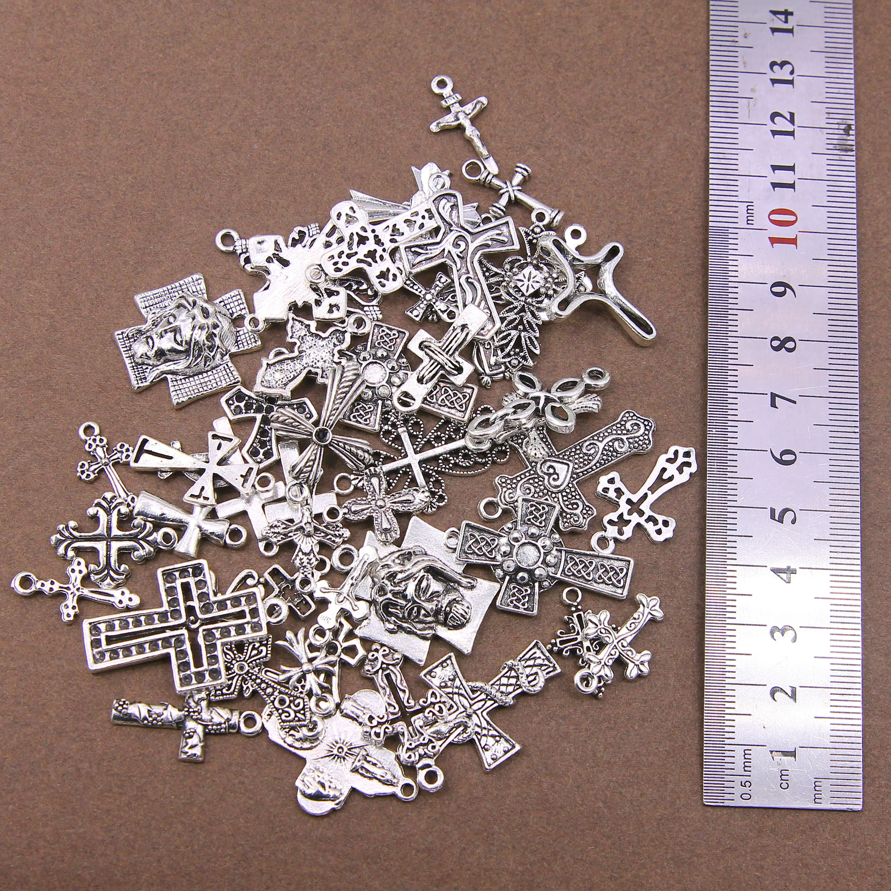 Подвеска в виде Креста Иисуса винтажная из цинкового сплава 50 шт. | Украшения и