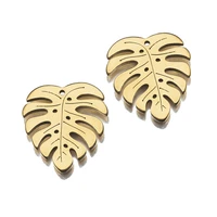 10pcs stainless steel monstera plants leaf charms tropical tree leaves pendant diy for earrings jewelry bracelet necklace making