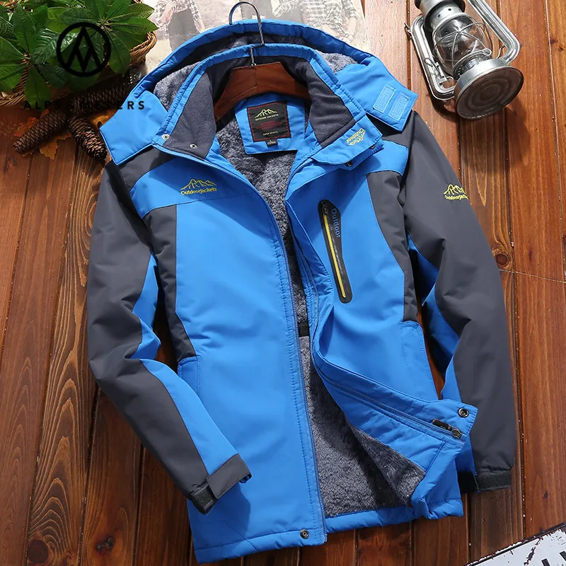 Plus Size 7XL 8XL 9XL Winter Snow Warm Jacket Men Thick Velvet Parkas Coat Outwear Military Windproof Waterproof Fleece Jackets