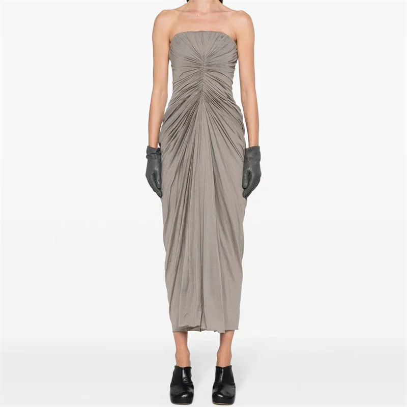 Женское платье Новое плиссированное облегающее длинное без рукавов на лето 2023