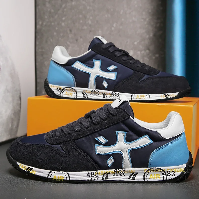 

Hot sale Brand Blue Mens Fashion Casual Sneakers Hip Hop Designer Men's Shoes Flat Trainers Comfort Sports Shoes Man Sneakers