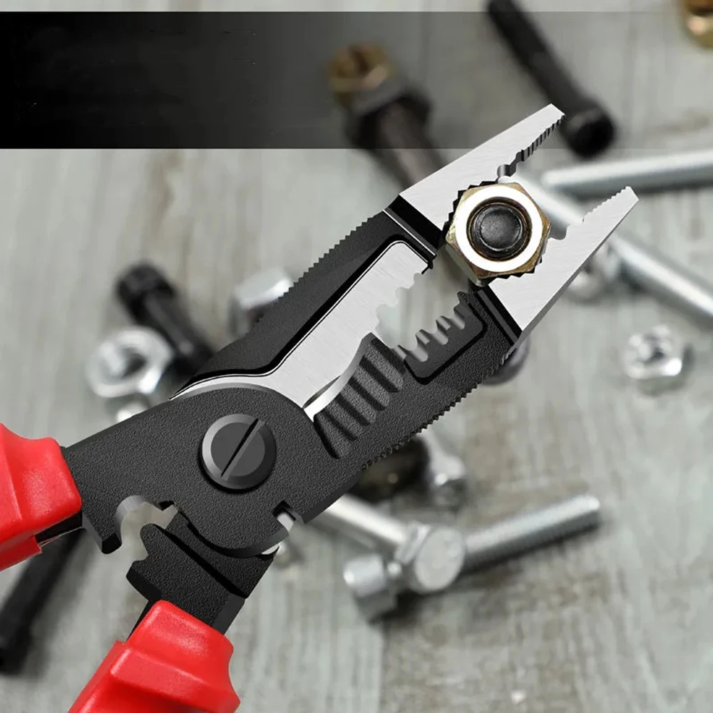 

Multifunctional Wire Stripping Pliers 9 in 1 Electrician Crimping Professional Needle-Nose Pliers Auto Bike Mechanic Workshop