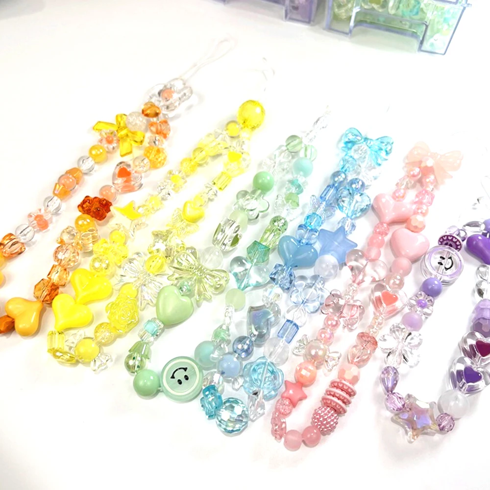 50/100g Acrylic Glass Beads Candy Color Plastic Beads Heart Bow Flower Loose Spacer for DIY Handmade Accessories Jewelry Making