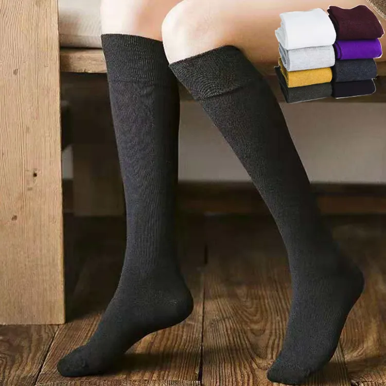 

Hot Women's Knee High Socks Streewear Harajuku Colorful Black White Three-Line Striped Letter Warm Fashion Long Socks