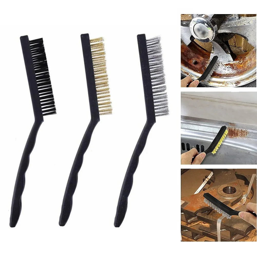 

1PC Mini Wire Brush Brass Nylon & Steel Remove Rust Brush Industrial Cleaning Polish Grinder Rust Brushes Upholstery Tool