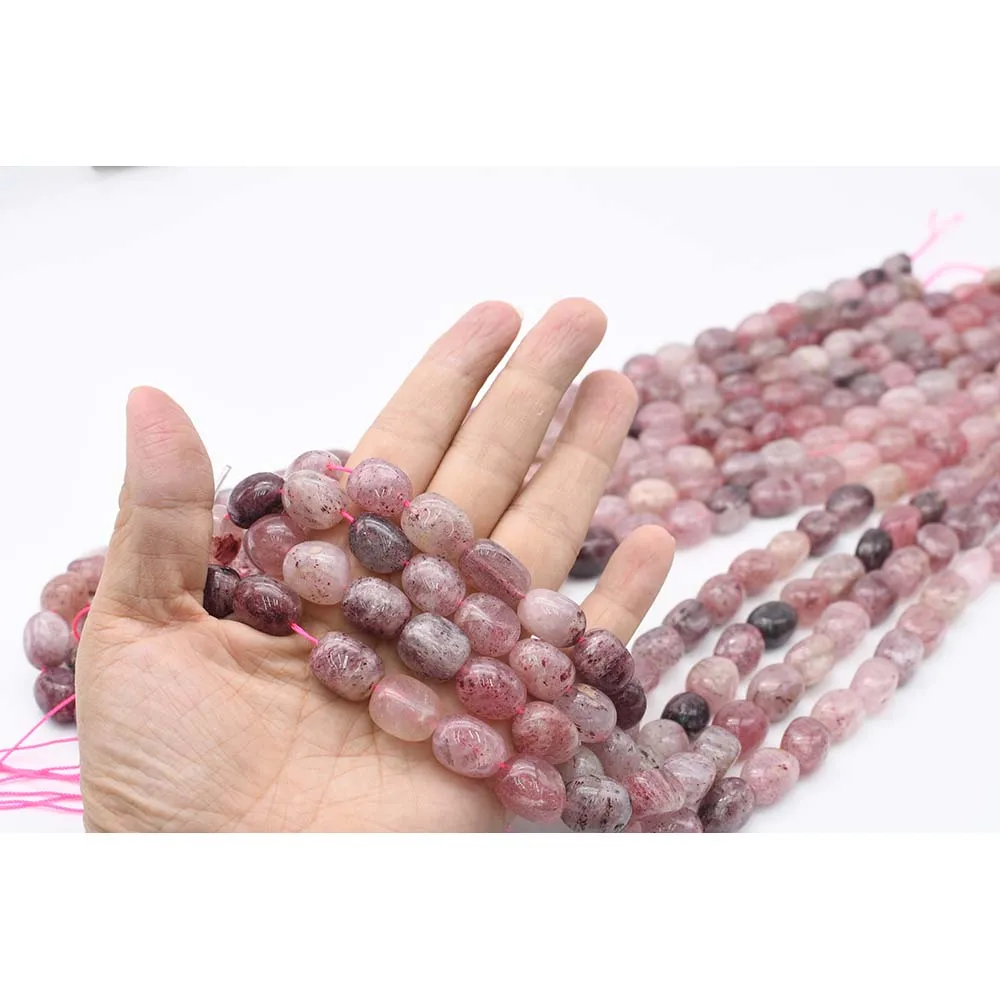 

13x16mm Natural Smooth Strawberry Quartz irregular Oval Stone Bead For DIY necklace bracelet jewelry making 15 "free delivery