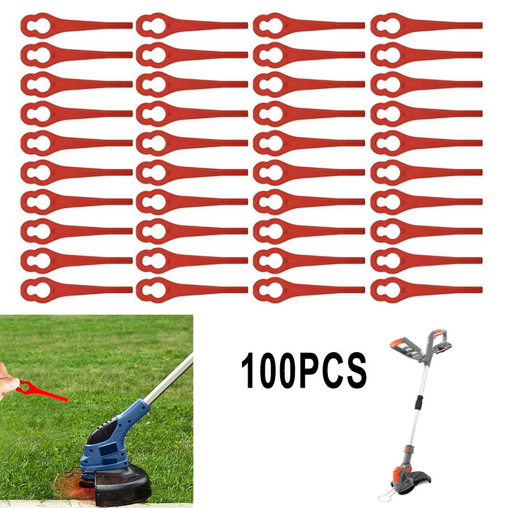 

100pcs Plastic Blades For Terratek 18V/20V TTCGT18 GGCGT18 TCSBUN Lawn Mower Cordless Grass Trimmer Strimmer Cutter Garden Tool