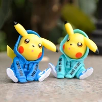 newest anime pikachu figures kawaii trendy sweatshirt pikachu doll ornaments pokemon figure decoration birthday collection gifts
