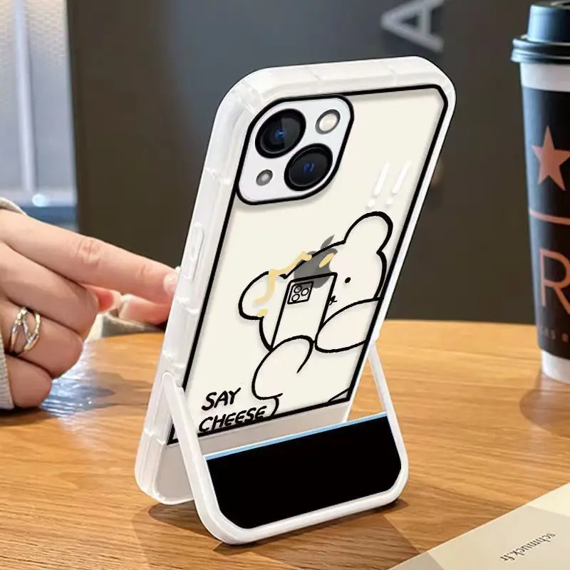 

For Iphone 14 Pro Max Case 13 12 11 7 8 Plus XSMAX XR Clouds Folding Bracket Phone Case Holder Stand Shockproof Soft Back Cover