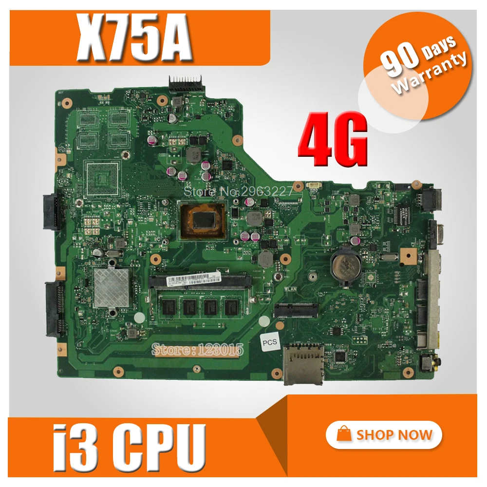 

X75A Motherboard REV:3.1 i3 cpu For Asus X75V X75VC X75VB X75VD X75VD1 R704V Laptop motherboard X75A Mainboard X75A Motherboard
