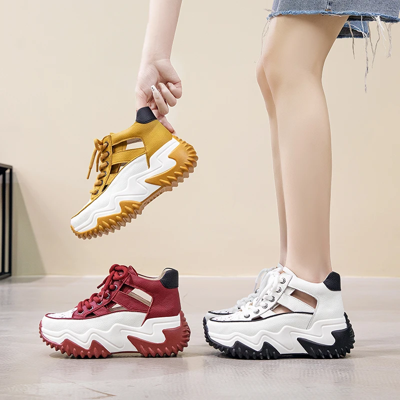 Women's Sandals Summer 2023 High Heels Pumps Luxury Designer Shoes Girls Leather Casual Chunky Platform Sandals Female Flats New