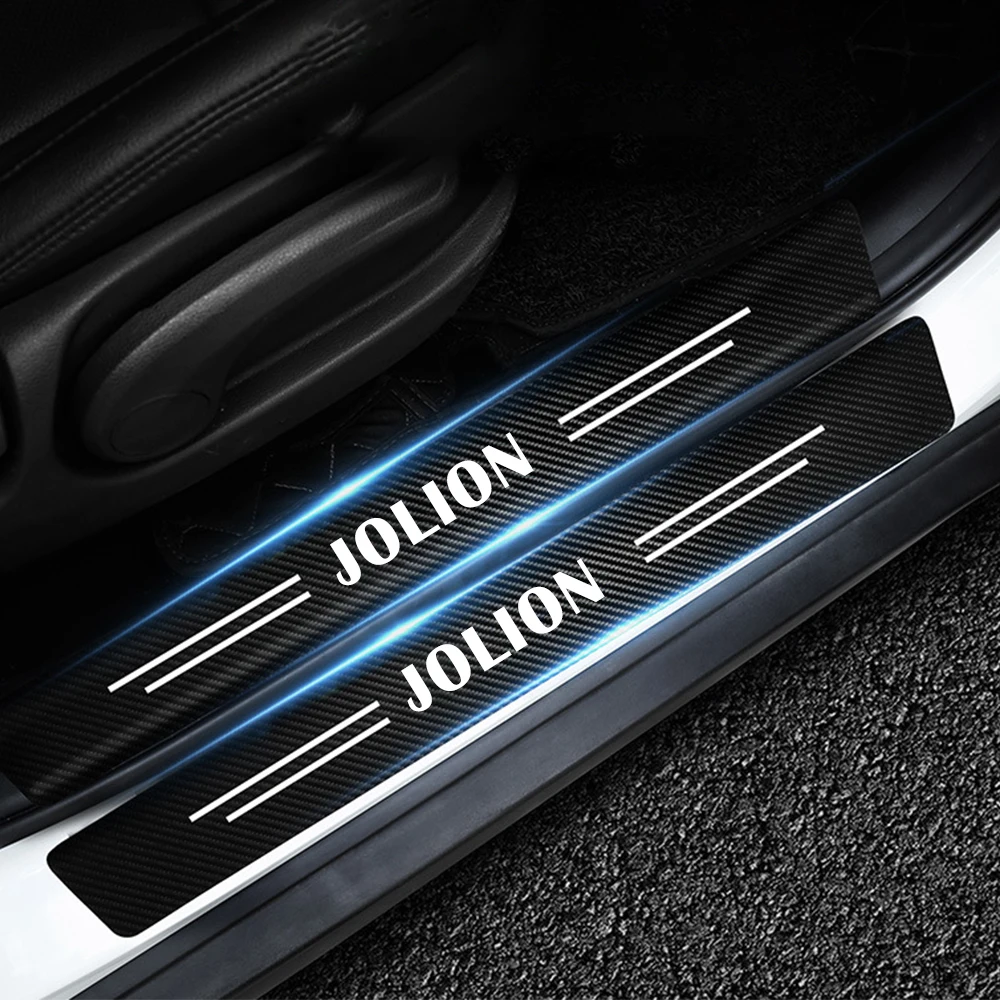 

4Pcs Car Threshold Stickers For Haval Jolion Logo Anti Scratch Door Sill Protector Protection Carbon Fiber Tuning Accessories
