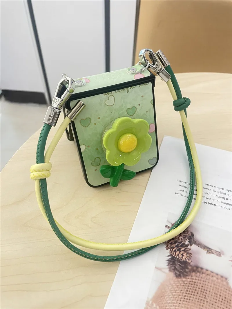 Милый мультяшный чехол с сердечками для Samsung Galaxy Z Flip6 Flip5 Flip4 Flip3 Moto Razr50 ultra OPPO Find N3Flip