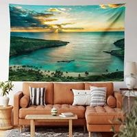 sunrise tapestry hawaiian over hanauma bay oahu hawaii sunbeams through clouds shoreline large wall hanging for home room decor
