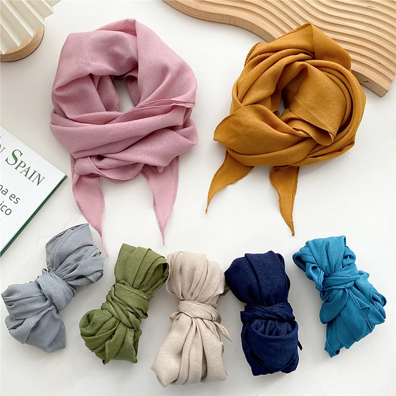 

Cotton Linen Scarf Decorative Small Shawls DIY Bandanas Hairscarf Solid Color Triangle Headscarf Large Rhombus All-match Soft