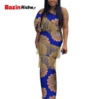 african print dresses for women party long with gold tassel evening elegant lady plus size clothing wy9737