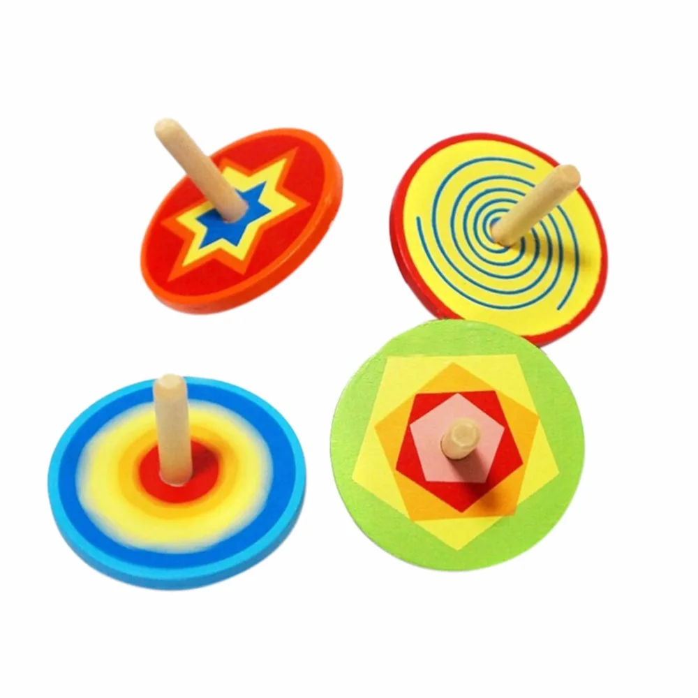 

1Pcs New Classic Toys Colorful Wood Spinning Top Woden Toys Intelligence Gyro Toy Random Color