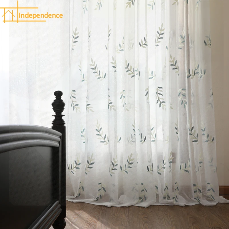 

Custom American country window screen pastoral fresh embroidered window screen partition embroidery wild living room curtain RHJ