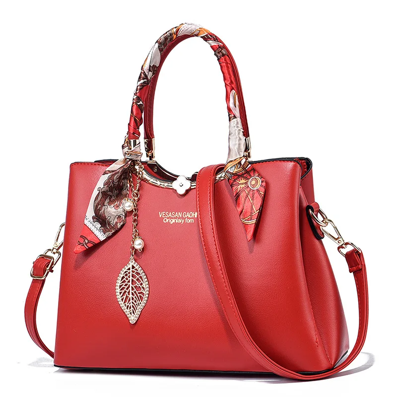 

Women Leather Handbag Luxury Designer Shoulder Crossbody Bags Ladies Large Capacity Messenger Bag Red Women Bag Casual Tote