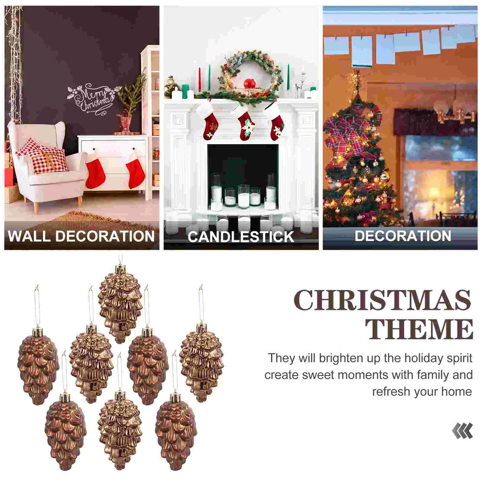 8 шт. подвески для рождественской елки топпер винтажные украшения сосновые шишки