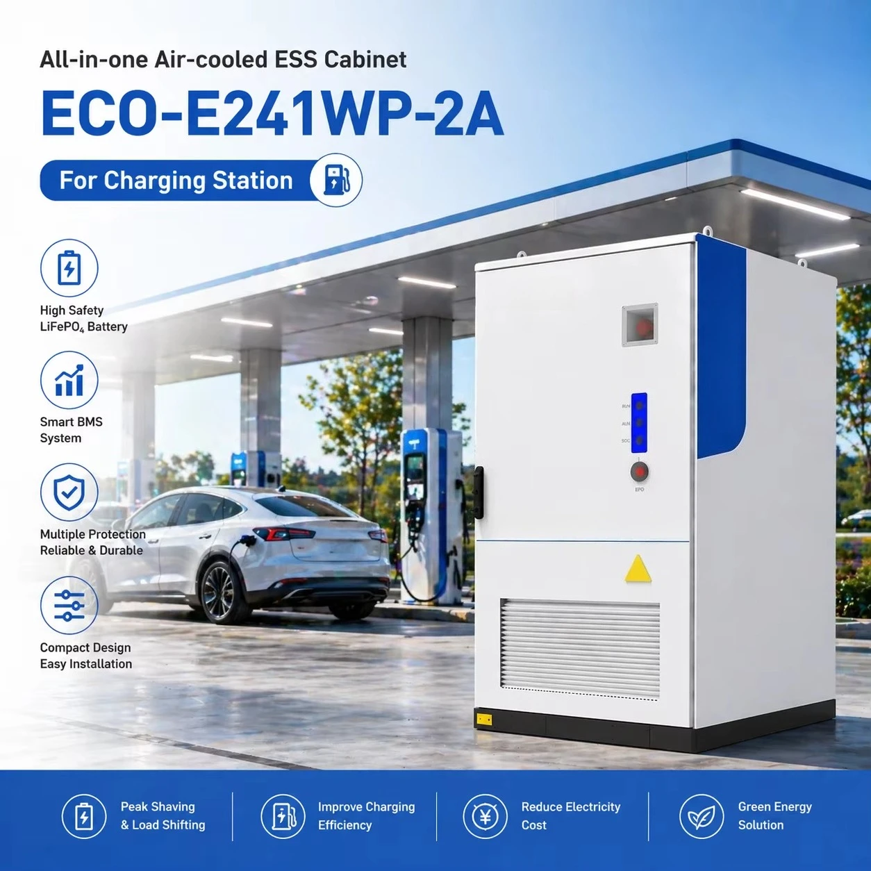ELECNOVA ECO-E241WP-2A Универсальная система накопления энергии с воздушным охлаждением (ESS-шкаф) для зарядных станций электромобилей (art.: 3920daaccd79e) - 3920daaccd79e