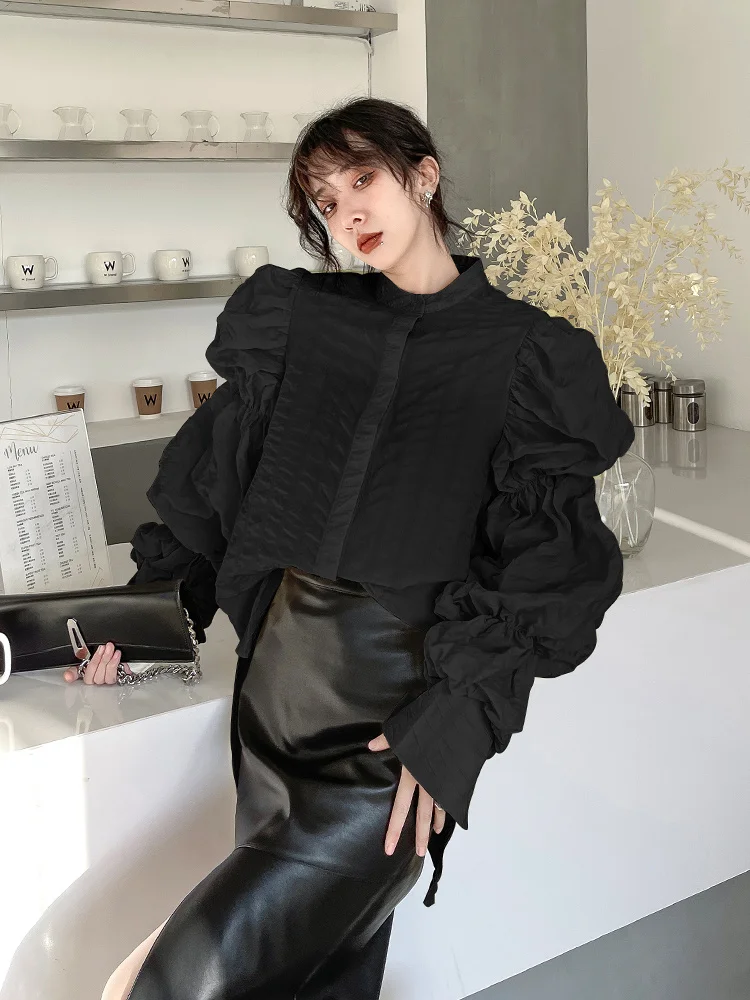 Рубашка с пышными рукавами XUXI весна-осень 2021 уличная одежда однобортная модная