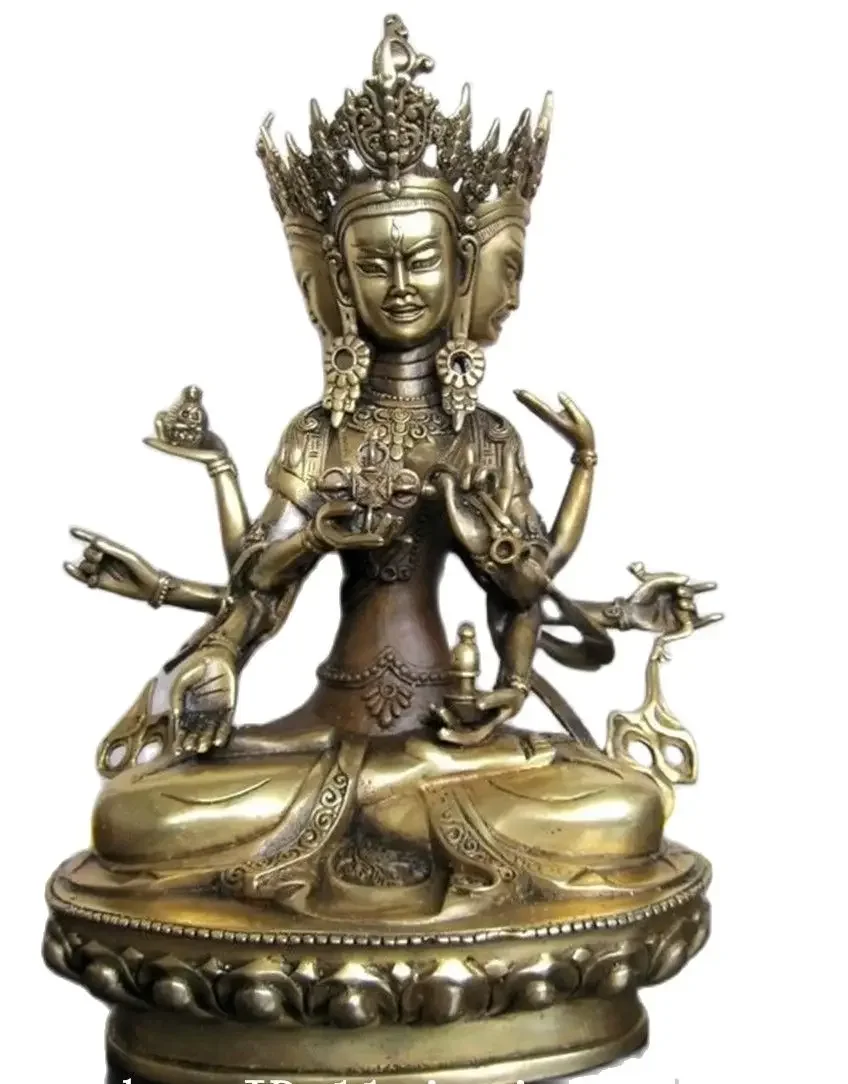 MOEHOMES 8 &quotТибетская бронза Ushnishavijaja 3 лицо 6 рук статуя Будды металлические изделия