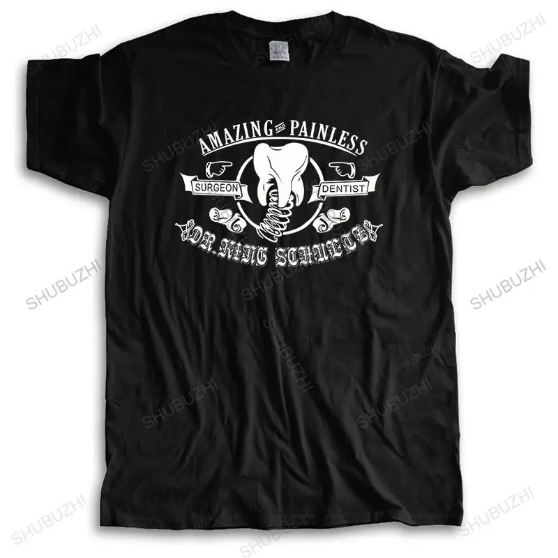 

Vintage Tooth Dentist T Shirt for Men Pure Cotton Awesome Dentistry amazing painless man summer cotton teeshirt short sleeve