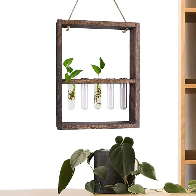 Propagation Tubes Wall Mounted Desktop Glass Propagation Station Wall Terrarium With 5 Test Tube Flower Bud Tabletop Glass
