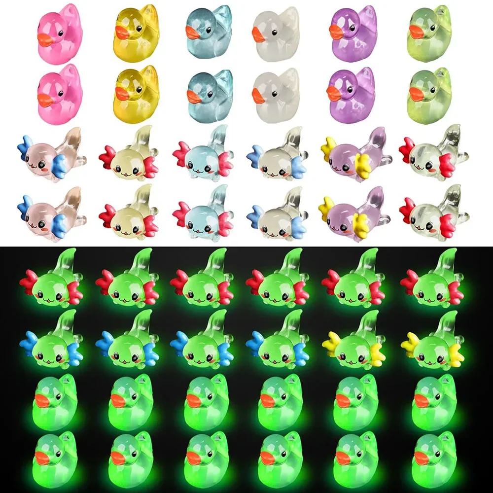 

Светящиеся мини-фигурки аксолотлей и уток