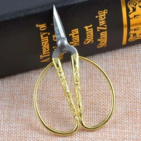 1pcs sewing scissors gold cutter durable stainless steel vintage embroidery tailor scissors for fabric craft household h