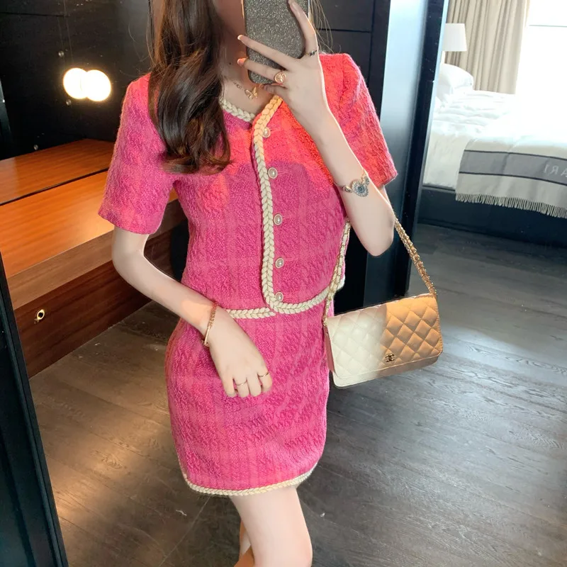 Женский модельный костюм из двух предметов элегантный милый твидовый пиджак и